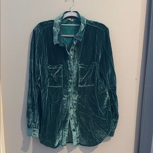 Pilcro Green Velvet Button Down Shirt